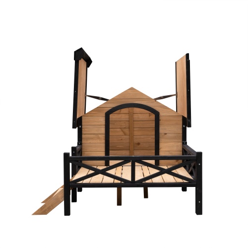 Outdoor Large Cabin Style Wooden Kennel With Porch - Image 4