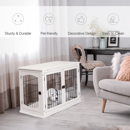 Small Kennel End Table With Two Open Sides And Lockable Door - Image 3