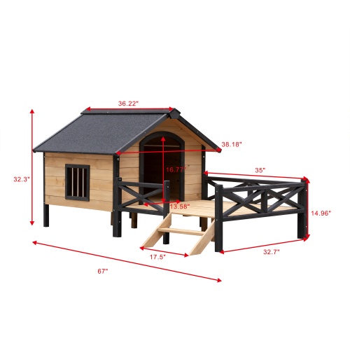 Outdoor Large Cabin Style Wooden Kennel With Porch - Image 9