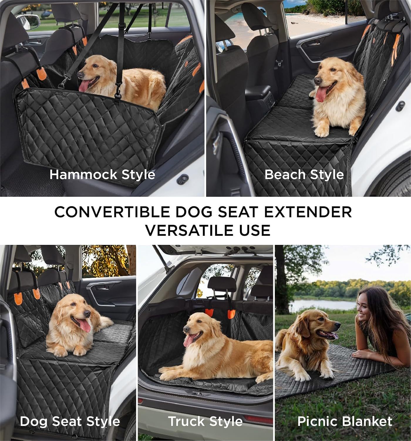Made4Pets Pet Dog Car Back Seat Cover Back Seat Extension Pad Can Bear 400 Pounds Waterproof And Non-slip Dog Car Hammock Eight-layer Hard Bottom With PE Foam Easy To Install And Clean - Image 2