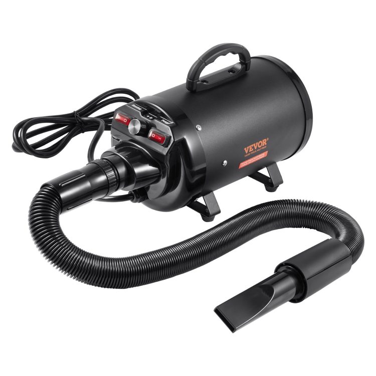Dog Dryer, 2800W/4.3HP Dog Blow Dryer, Pet Grooming Dryer With Adjustable Speed And Temperature Control, Pet Hair Dryer With 4 Nozzles And Extendable Hose, Black