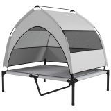 Elevated Dog Bed With Removable Canopy, Portable Outside Raised Pet Cot With Cooling Pad, Storage Bag, 42 X 30 X 37