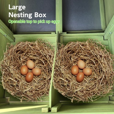 11.12 Ft Large Wooden Chicken Coop With 2 Free Range Doors 2 Nesting Boxes Perch Outdoor Hen House Poultry Cage - Image 3