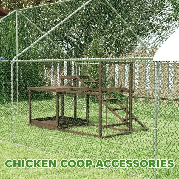 Wooden Chicken Activity Play Set With Perch, Swing, Ladder, Platforms, Feeder Storage, Coffee - Image 5