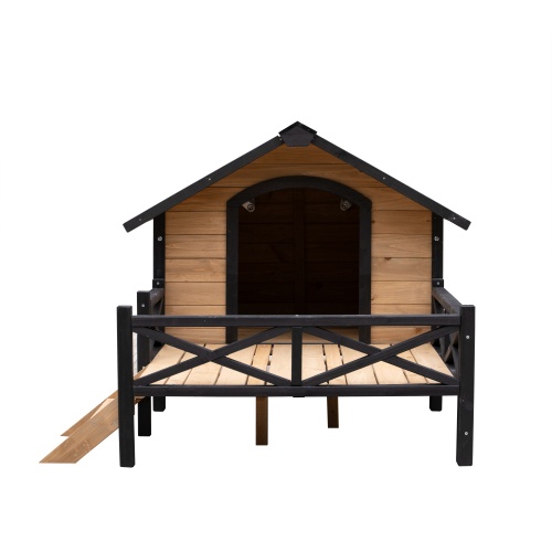 Outdoor Large Cabin Style Wooden Kennel With Porch - Image 10