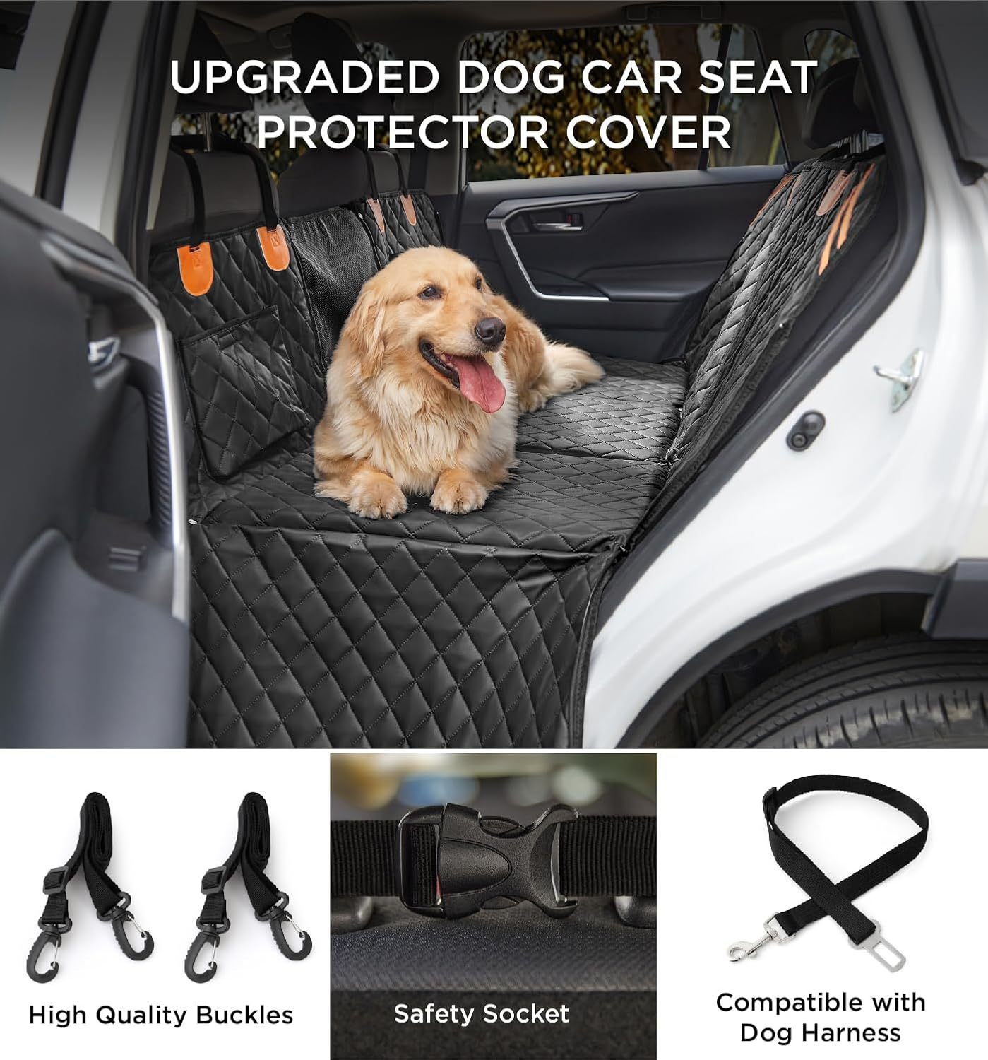 Made4Pets Pet Dog Car Back Seat Cover Back Seat Extension Pad Can Bear 400 Pounds Waterproof And Non-slip Dog Car Hammock Eight-layer Hard Bottom With PE Foam Easy To Install And Clean - Image 9