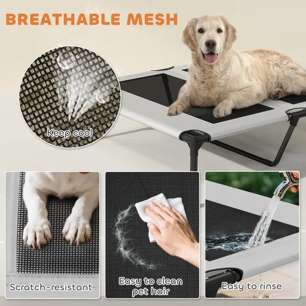 Elevated Dog Bed With Removable Canopy, Portable Outside Raised Pet Cot With Cooling Pad, Storage Bag - Image 5