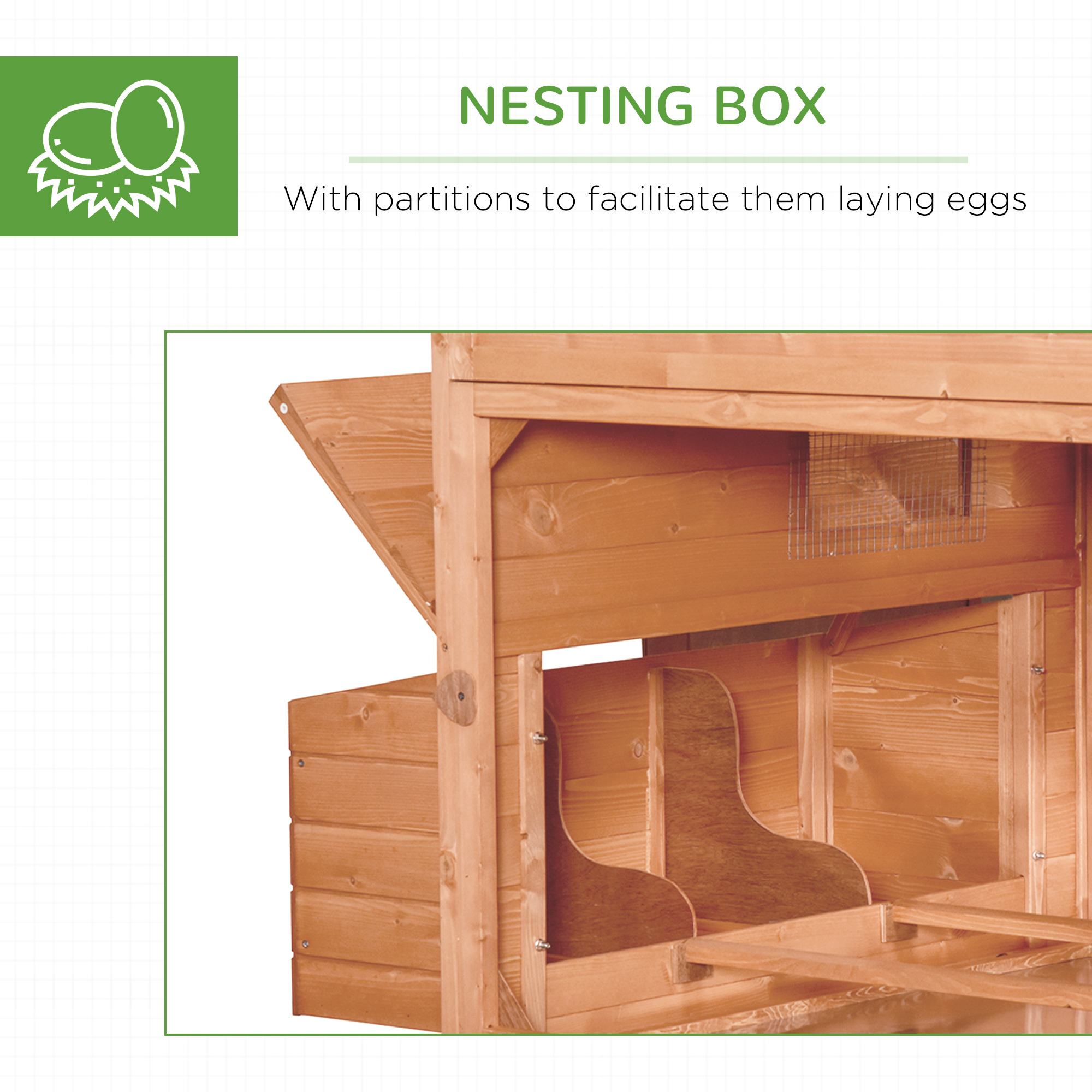 137" Chicken Coop for 8-10 Chickens, Large Chicken House, Wooden Poultry Hen Cage with Nesting Box and Run for Backyard, Orange - Image 8
