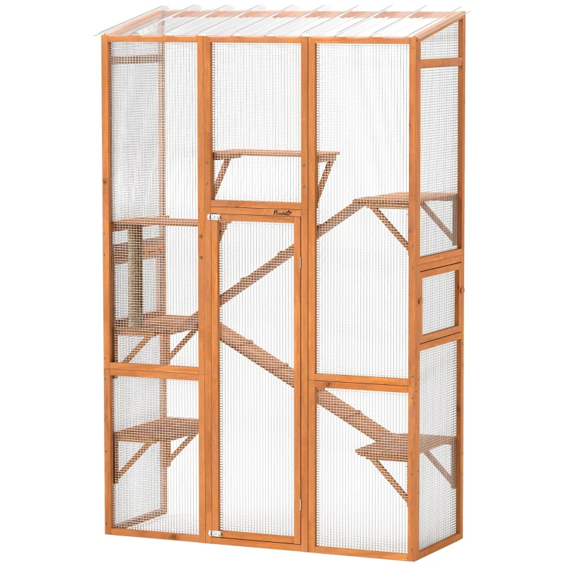 Outdoor Catio Cat Enclosure, Large Wooden Cat House With 6 Jumping Platforms, Scratching Post.For Multiple Packages Shipped, Please Pay Attention To The Details, Dimensions, And Weight. - Image 4
