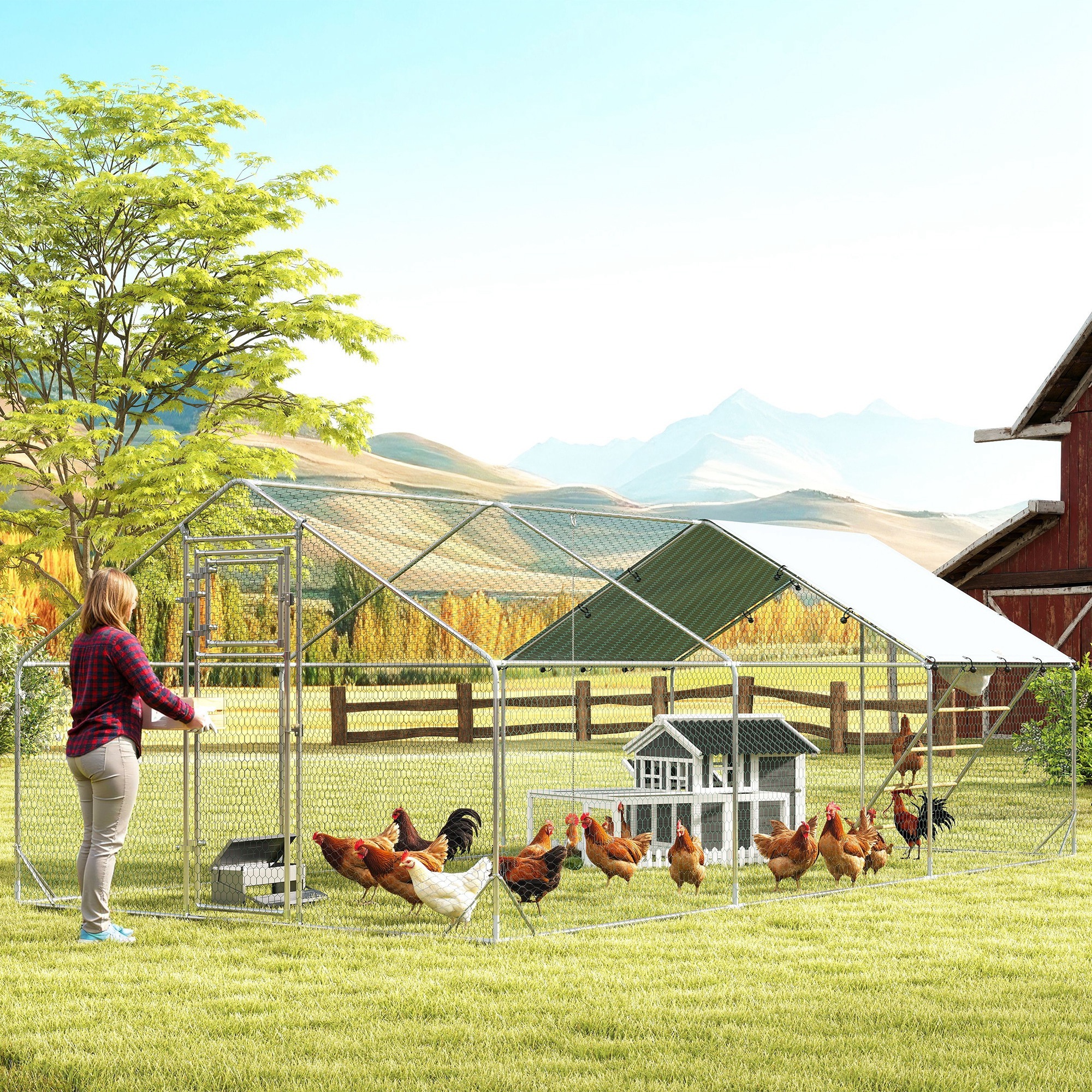 Wooden Chicken Coop with Run for 1-2 Chickens, 68" x 59" x 42" - Image 7