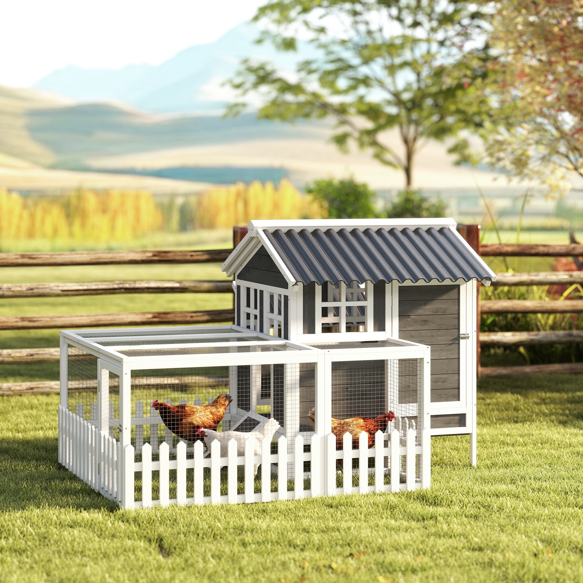 Wooden Chicken Coop with Run for 1-2 Chickens, 68" x 59" x 42" - Image 5