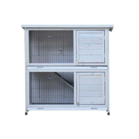 Rabbit Hutch Outdoor, 2-Story Rabbit Cage Indoor With Run, Bunny Cage With 2 Removable No-Leak Trays, Pet Cages With Non-Slip Ramp, Waterproof Roof, Fence, For Small Animals - Image 6