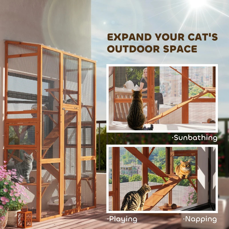 Outdoor Catio Cat Enclosure, Large Wooden Cat House With 6 Jumping Platforms, Scratching Post.For Multiple Packages Shipped, Please Pay Attention To The Details, Dimensions, And Weight. - Image 6