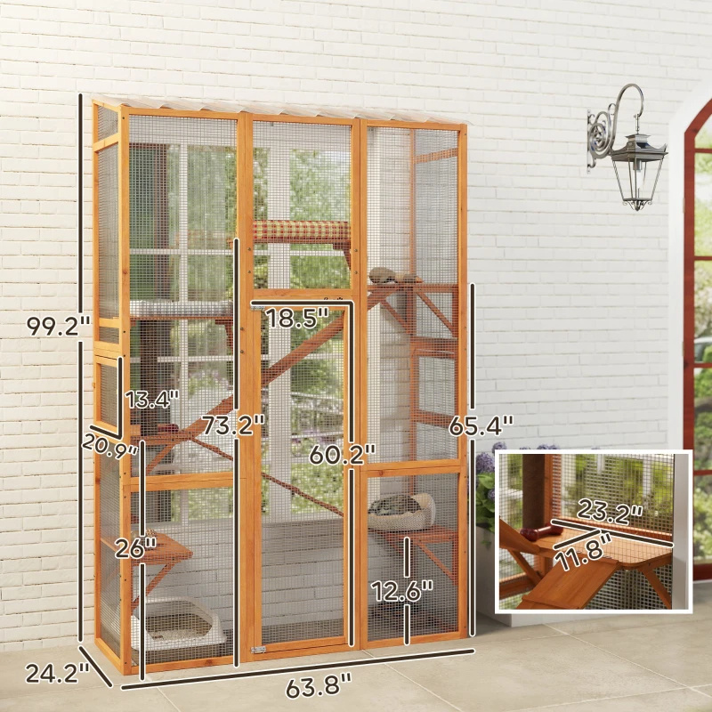 Outdoor Catio Cat Enclosure, Large Wooden Cat House With 6 Jumping Platforms, Scratching Post.For Multiple Packages Shipped, Please Pay Attention To The Details, Dimensions, And Weight. - Image 10