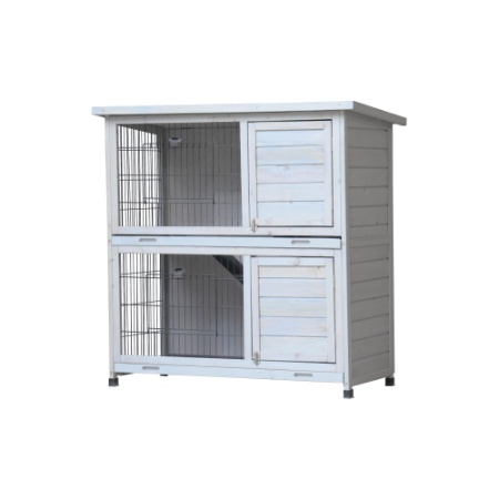 Rabbit Hutch Outdoor, 2-Story Rabbit Cage Indoor With Run, Bunny Cage With 2 Removable No-Leak Trays, Pet Cages With Non-Slip Ramp, Waterproof Roof, Fence, For Small Animals - Image 9