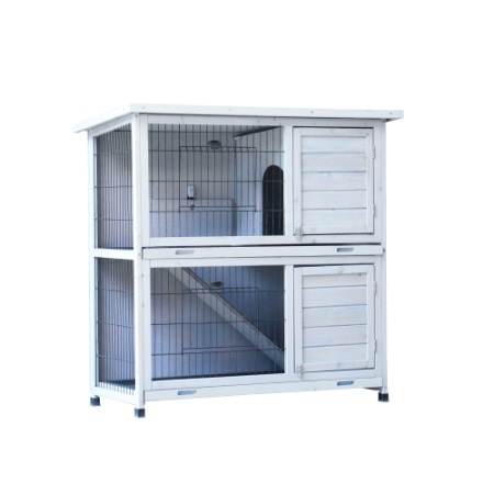 Rabbit Hutch Outdoor, 2-Story Rabbit Cage Indoor With Run, Bunny Cage With 2 Removable No-Leak Trays, Pet Cages With Non-Slip Ramp, Waterproof Roof, Fence, For Small Animals - Image 8